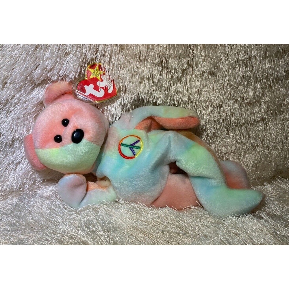 TY Peace Bear 🧸 Beanie Baby - Rare Retired Original 1996 - Mint Condition ✌🏼
